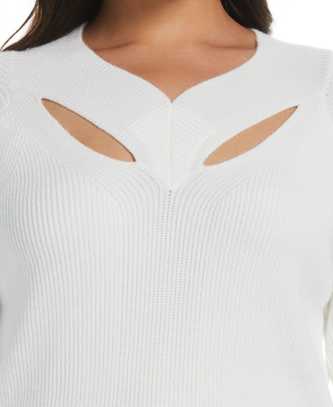 Cutout Neck Sweater (Snow White) 