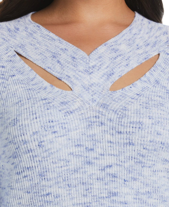 Cutout Neck Sweater (Dazzling Blue) 