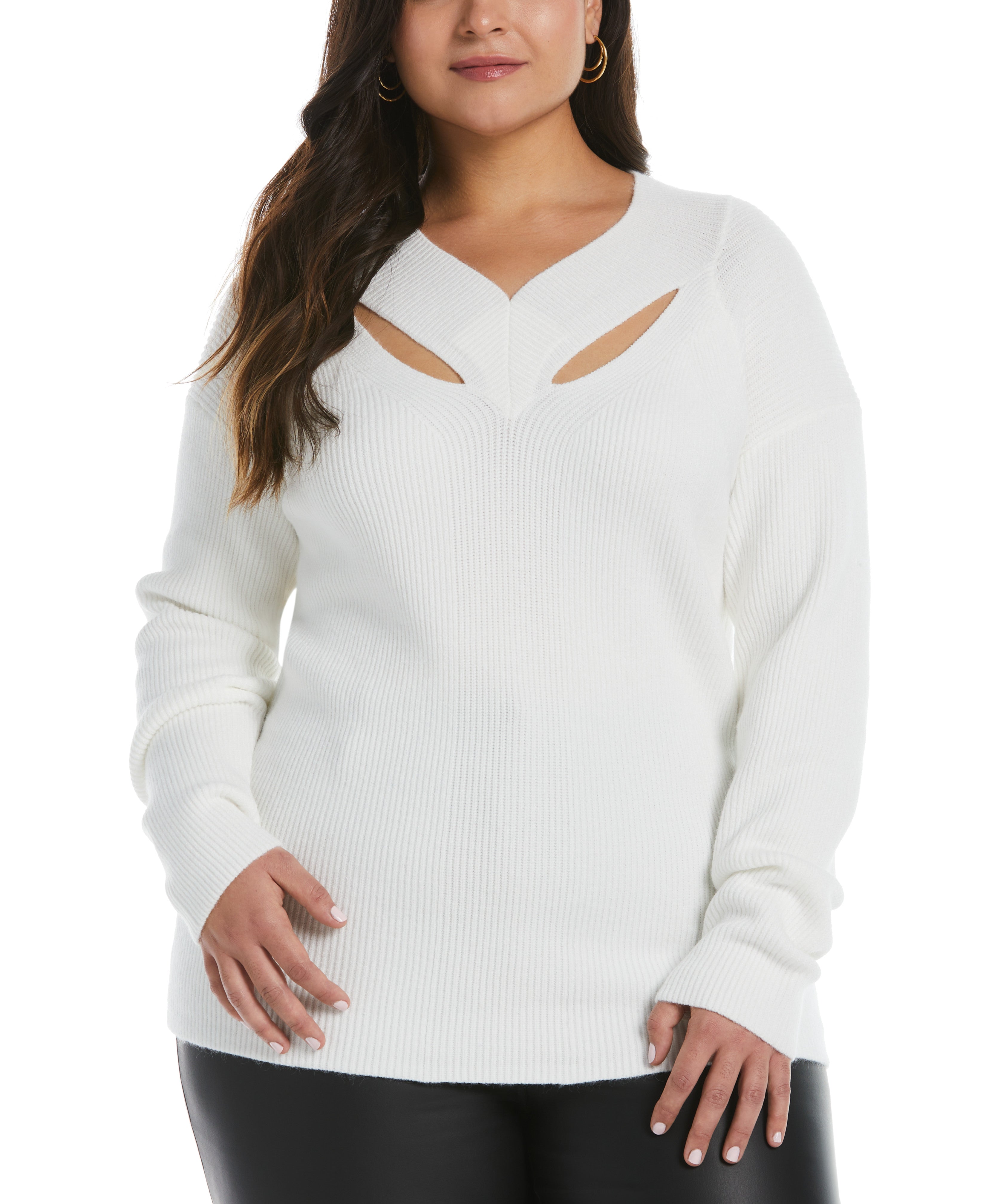 売れ筋商品|||ベルディーニ ニット&セーター アウター レディース Black Label Plus Size Off-The-Shoulder Sweater Bluebell, Winter White Women's Plus Size Sweaters | Rafaella®