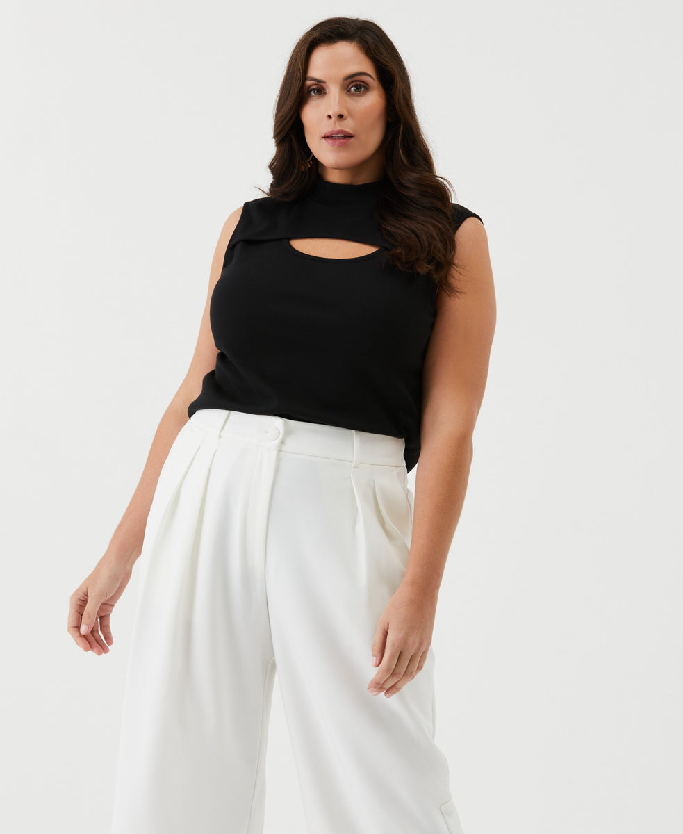 Women's Plus Size Cutout Ribbed Tank Top | Rafaella