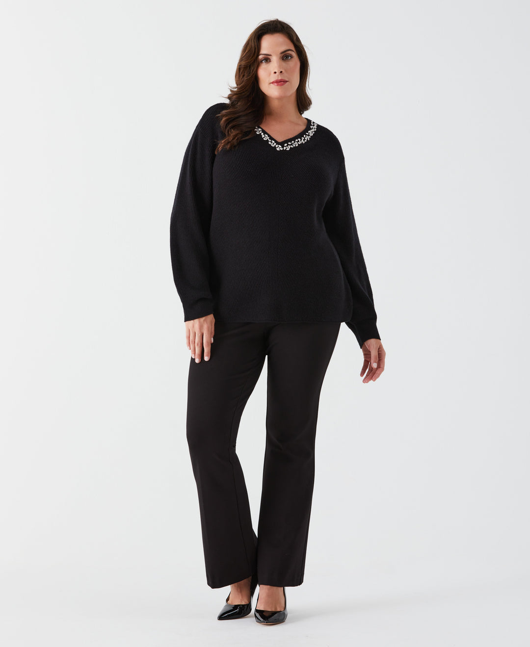 売れ筋商品|||ベルディーニ カットソー トップス レディース Plus Size Black Label Embroidered Cold-Shoulder Knit Top Black Multi Belldini Plus Size Black Label Embroidered Cold-Shoulder