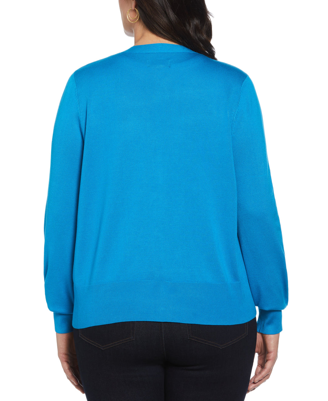 Plus Size Enamel Button Cardigan Sweater (Methyl Blue) 