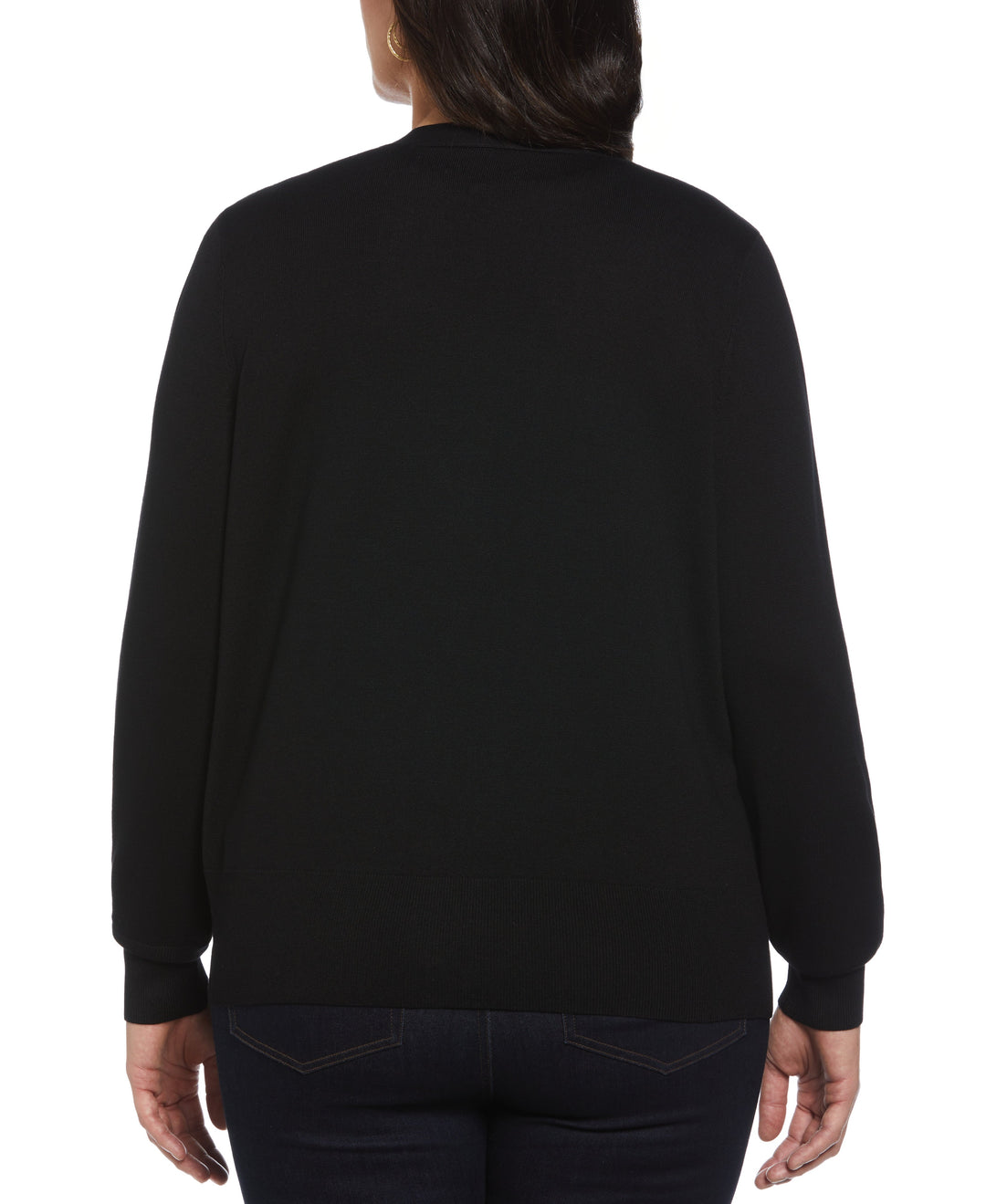 Plus Size Enamel Button Cardigan Sweater (Black) 