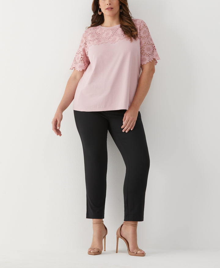 Plus Size Lace Yoke Knit Top (Zephyr) 