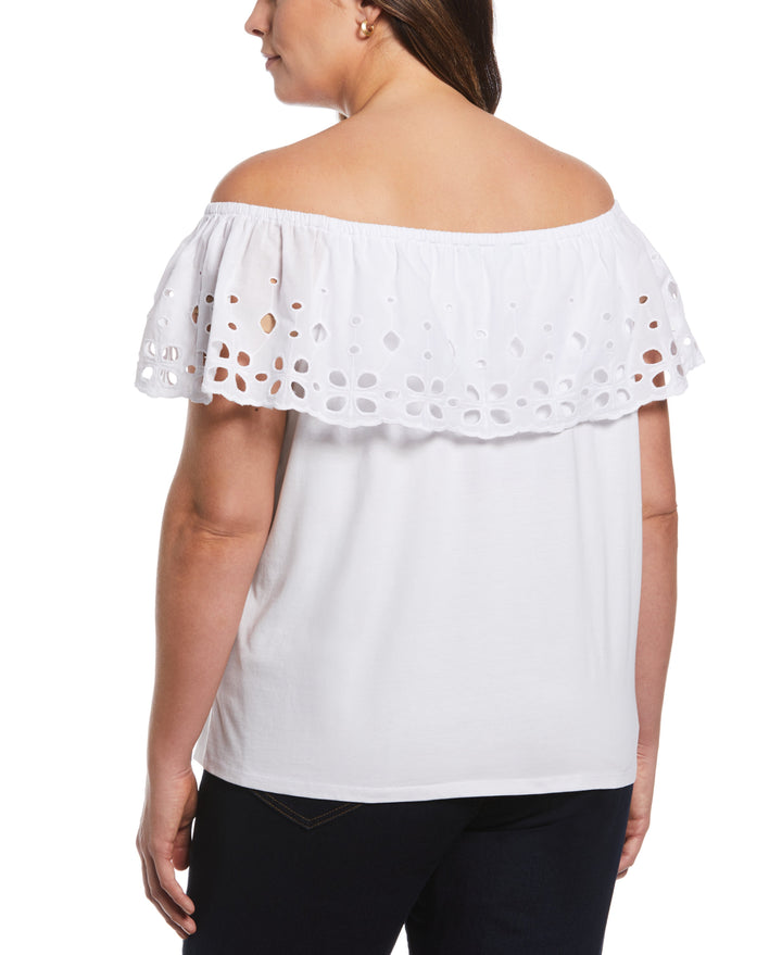 Off the Shoulder Mixed Media Top (White) 
