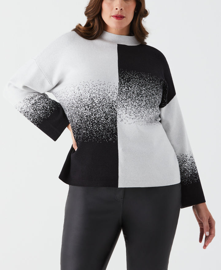 Plus Size Ombre Turtleneck Sweater (Black) 