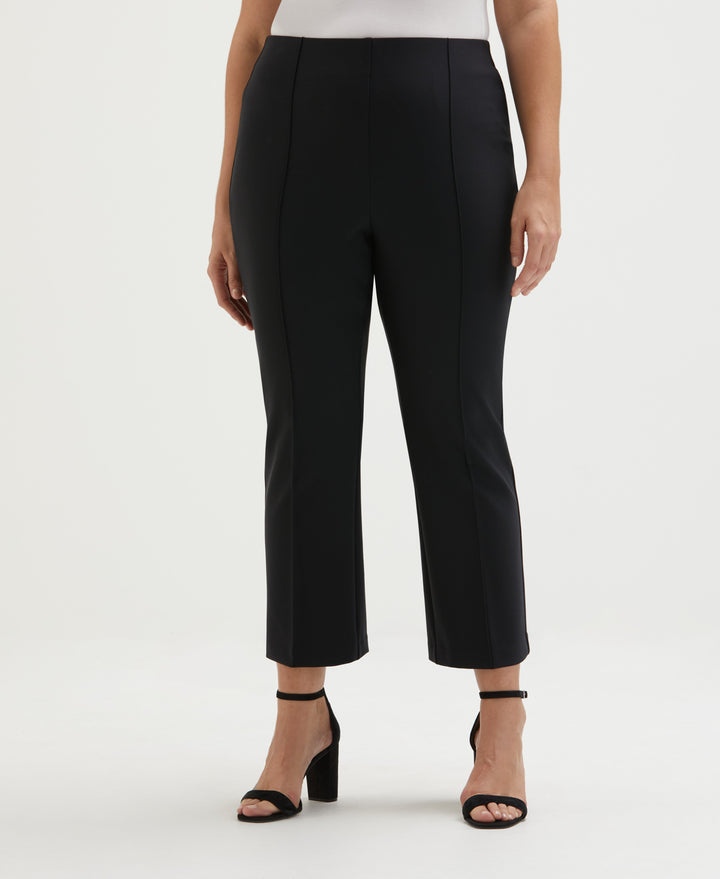 Plus Size Pintuck Pull-On Crop Pant (Black) 