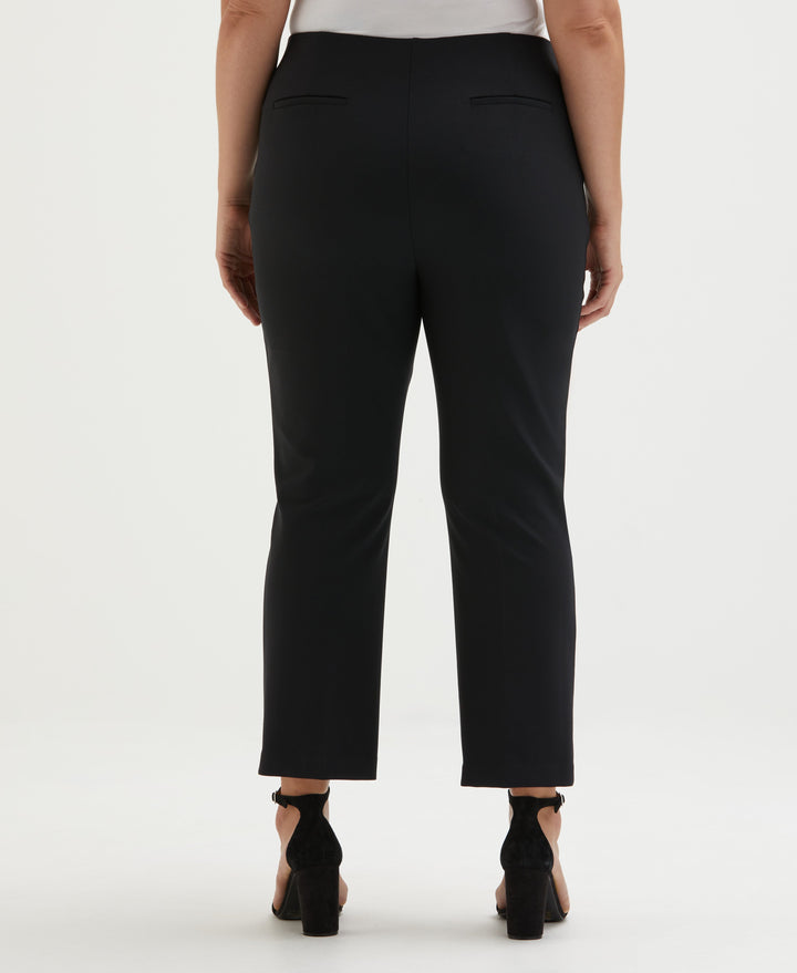 Plus Size Pintuck Pull-On Crop Pant (Black) 