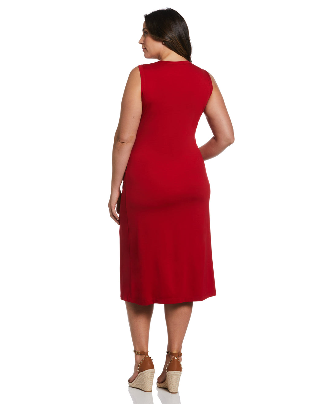 Ella Rafaella Plus Size Ponte Knit Twist Front Sleeveless Midi Dress - Ruby - Size 3X Ella Rafaella Plus Size Ponte Knit Twist Front Sleeveless Midi Dress - Ruby - Size 3X