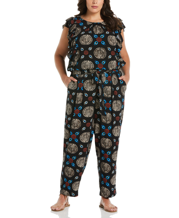 Print Paper Bag Ankle Pant (Black) 