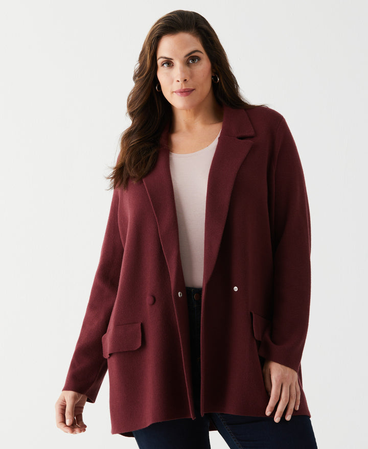 Plus Size Relaxed Sweater Blazer (Windsor Wine) 