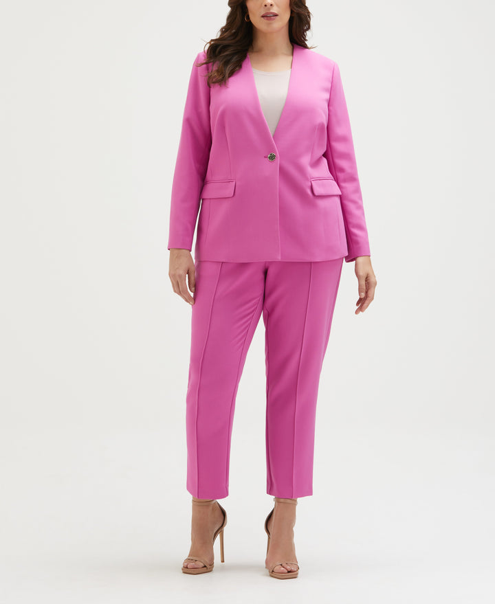 Plus Size Straight Leg Pintuck Pant (Purple Orchid) 