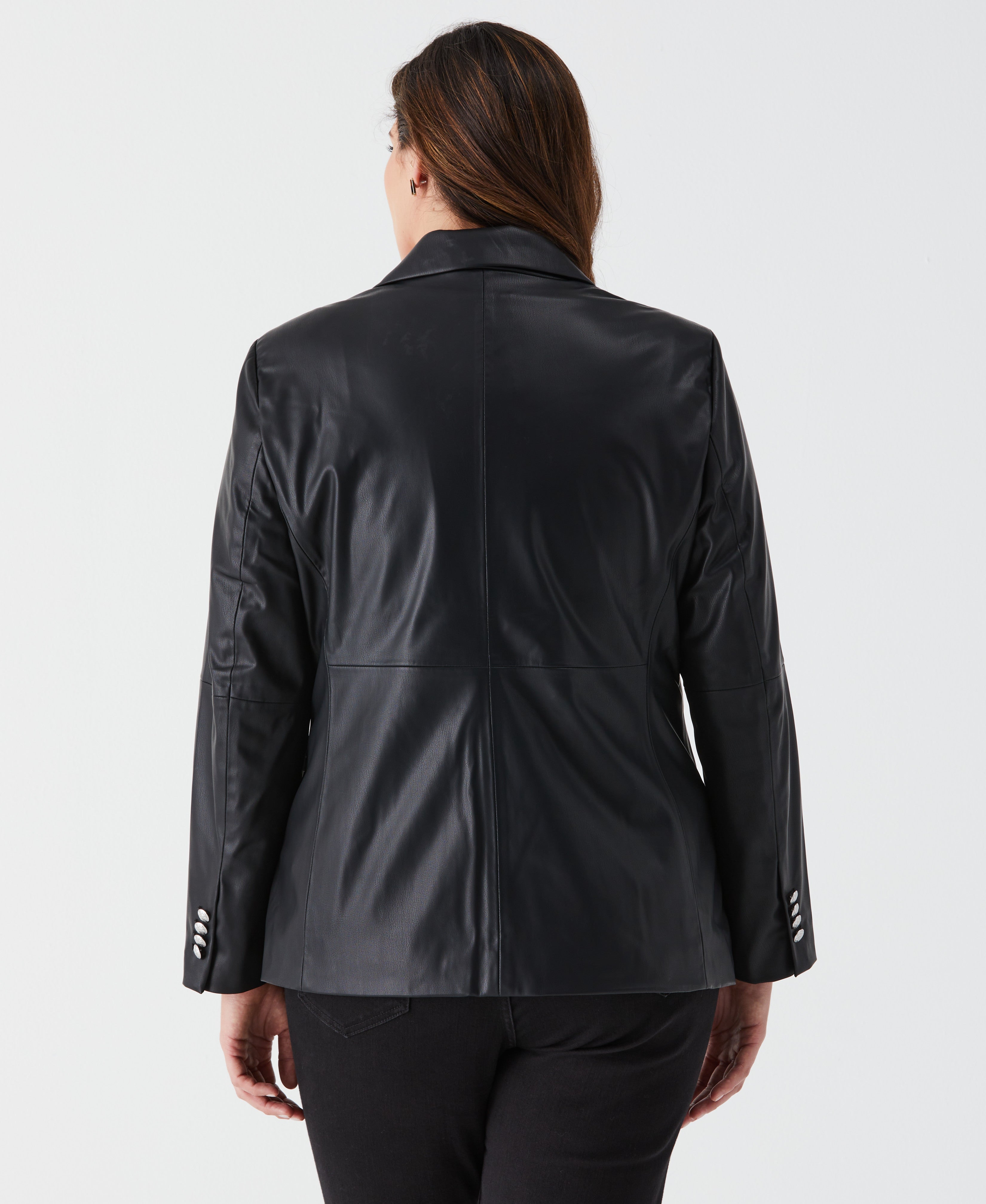 Women's Plus Size Vegan Leather Double Breasted Blazer – Rafaella