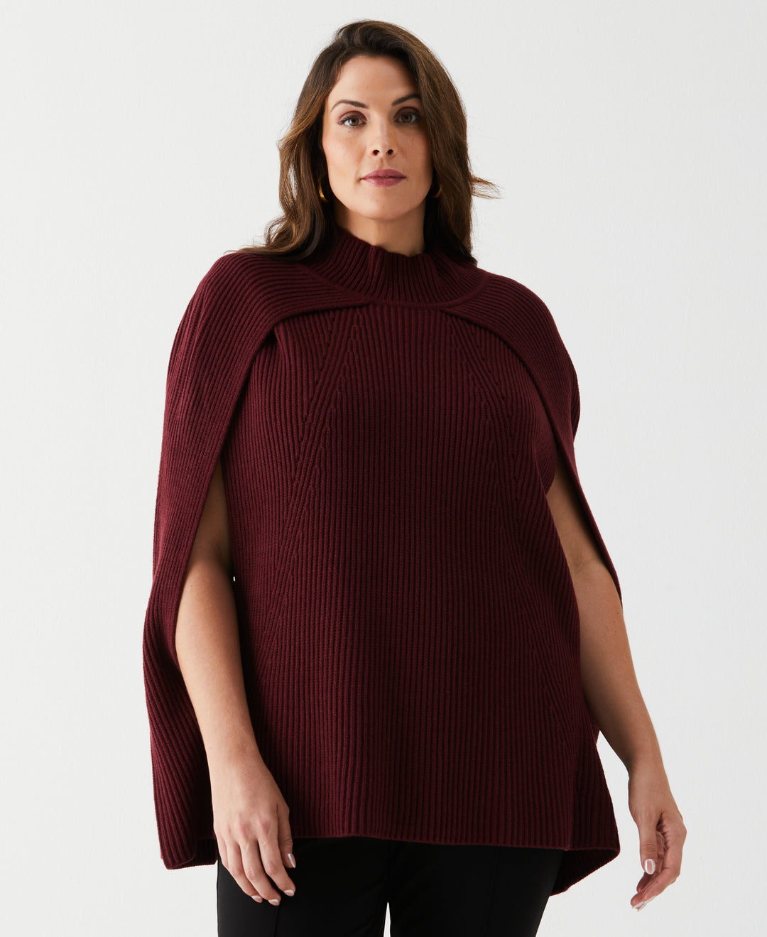 売れ筋商品|||ラファエラ ニット&セーター アウター レディース Plus Size Poncho Sweater Dark Safari Rafaella Plus Size Poncho Sweater Dark-Safari 3X-4X