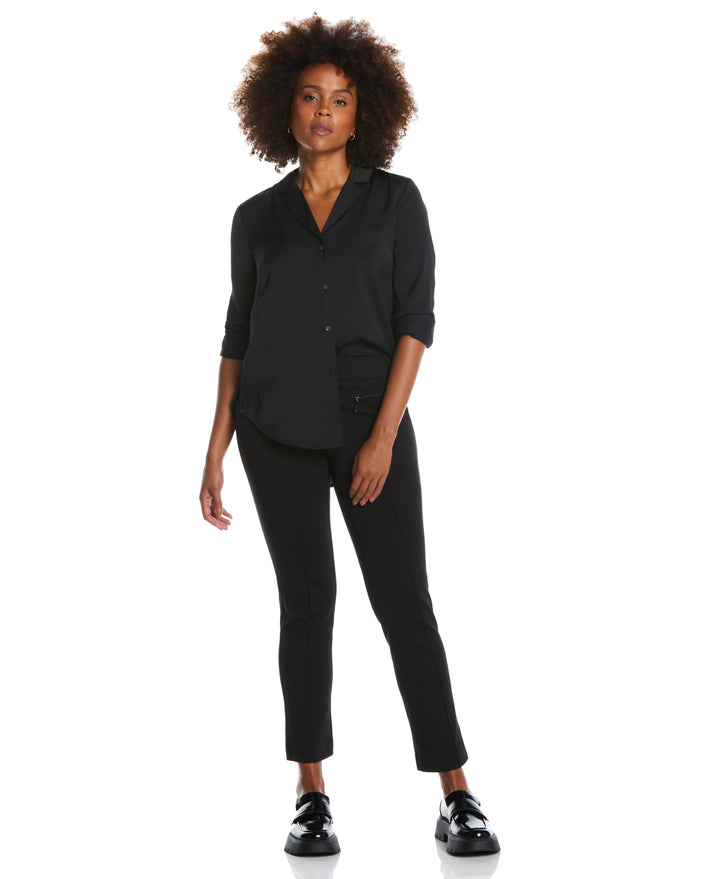 PONTE KNIT SLIM LEG PANT - COMFORT FIT (Black) 