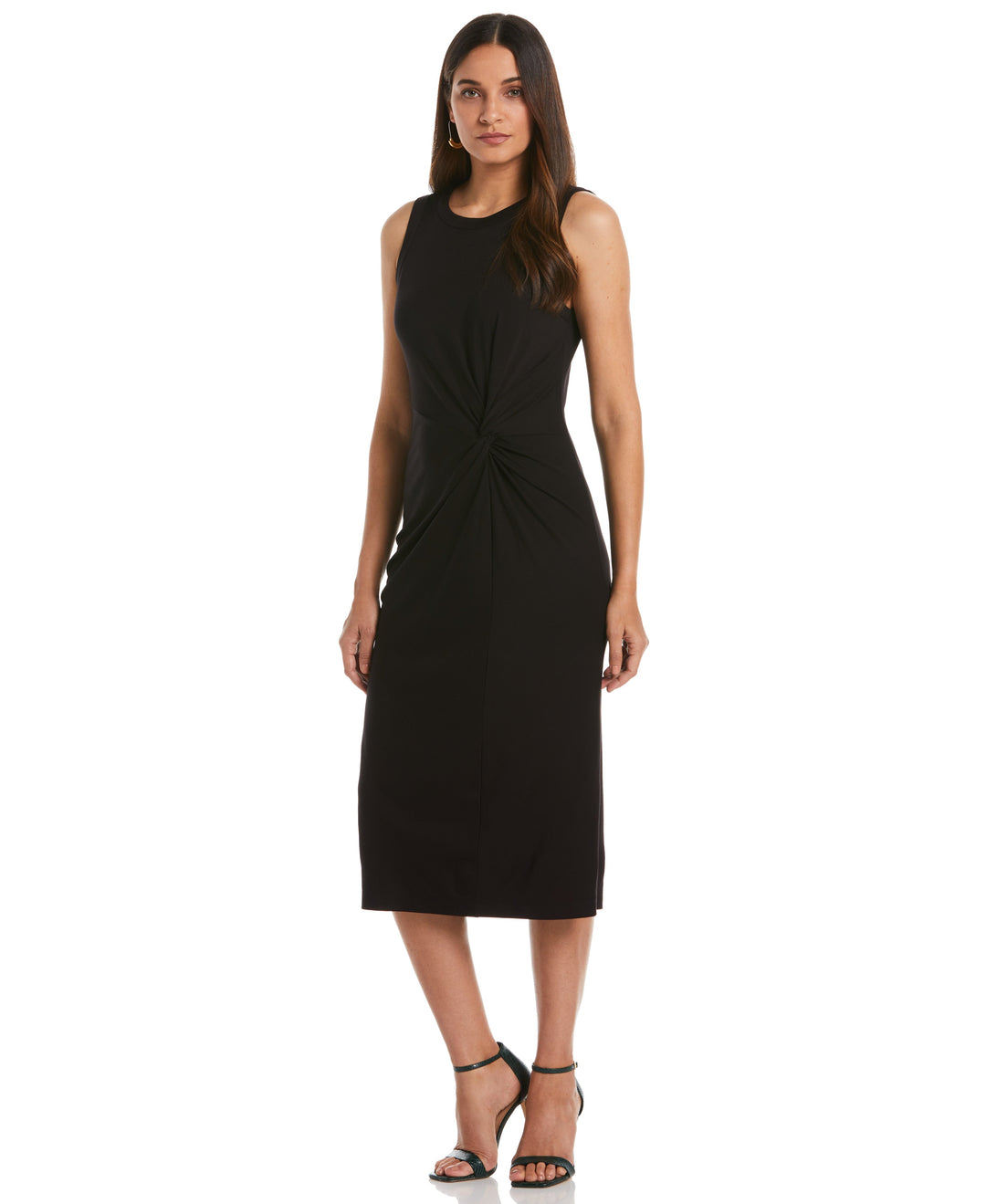 Ella by Rafaella Women's Ponte Knit Twist Front Midi Dress in Ruby/Red, Solid, Viscose/Nylon/Elastane Ella by Rafaella Women's Ponte Knit Twist Front Midi Dress in Ruby/Red, Solid, Viscose/Nylon/Elastane