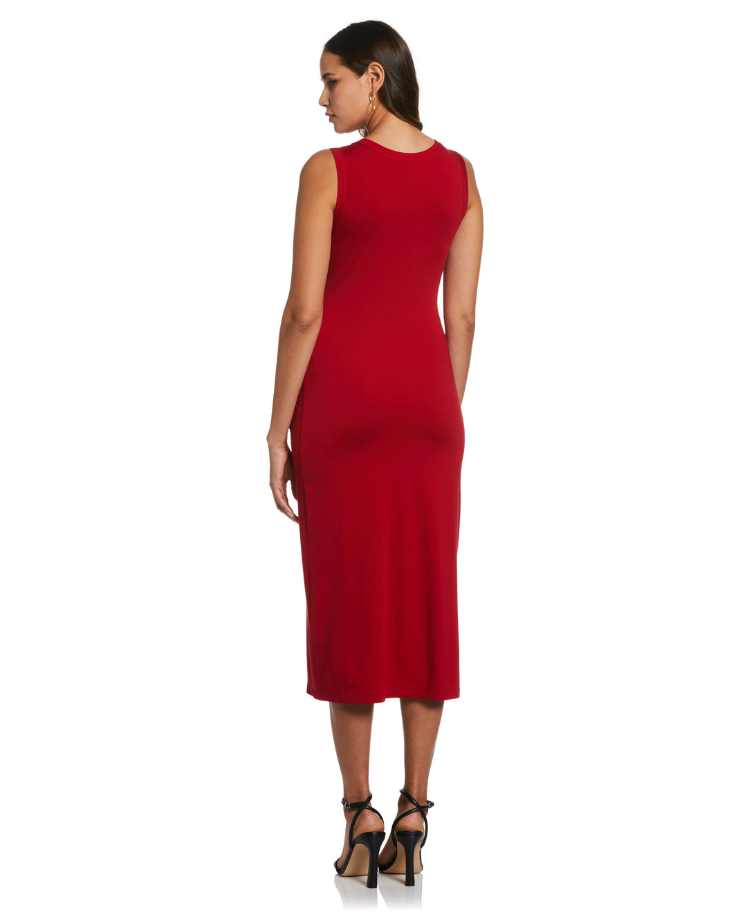 Ella by Rafaella Women's Ponte Knit Twist Front Midi Dress in Ruby/Red, Solid, Viscose/Nylon/Elastane Ella by Rafaella Women's Ponte Knit Twist Front Midi Dress in Ruby/Red, Solid, Viscose/Nylon/Elastane