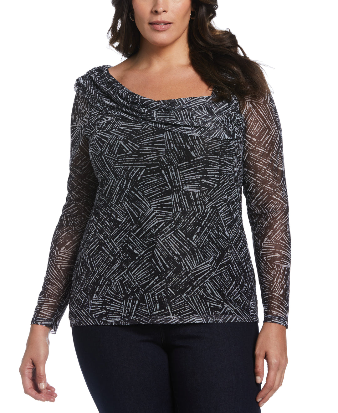 Mesh Top Abstract Women's Asymmetrical Mesh Top – Rafaella