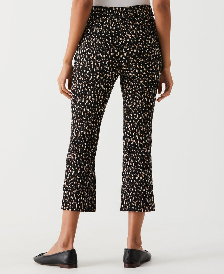 Printed Crop Boot Cut Pant with Belt (Black) 