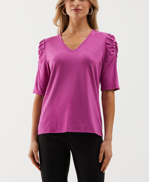 Puff Elbow Sleeve Top (Purple Orchid) 