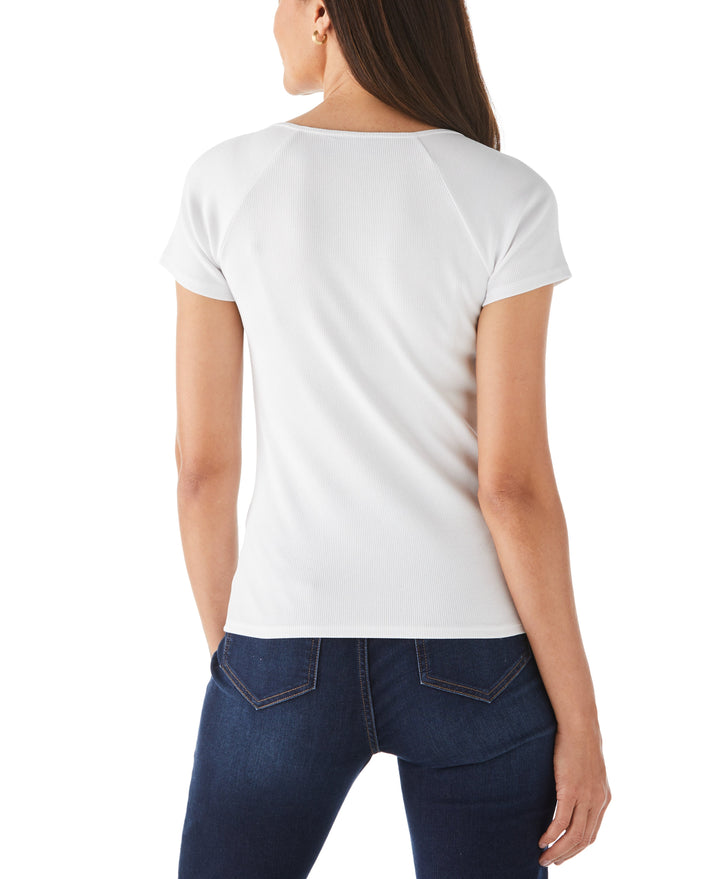 Ribbed Square Neck Tee (White) 