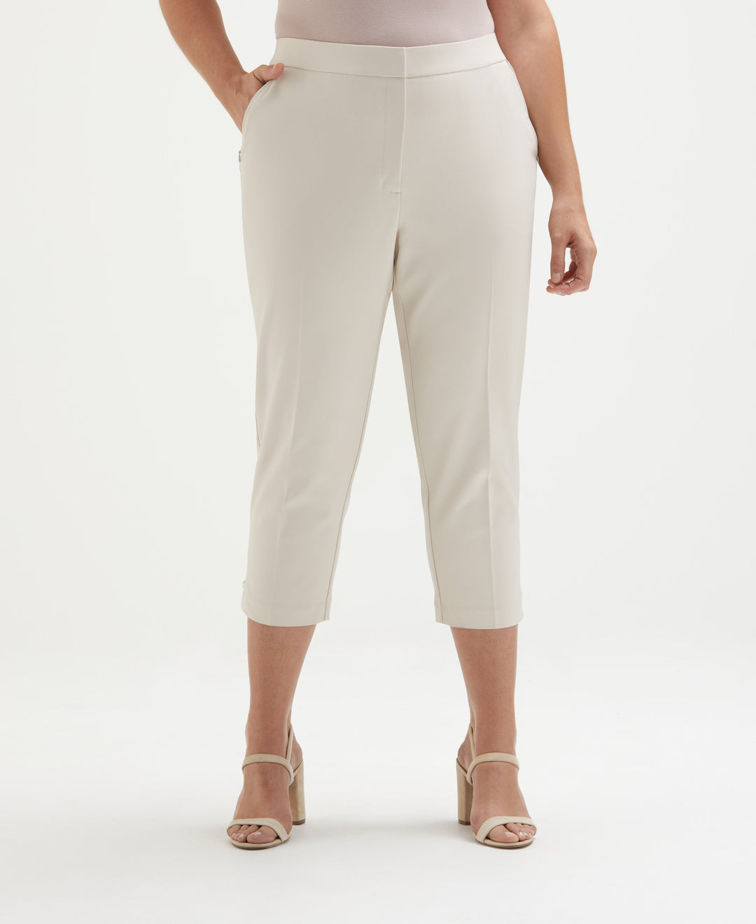 Satin Twill Capri With Grommets (Moonbeam) 