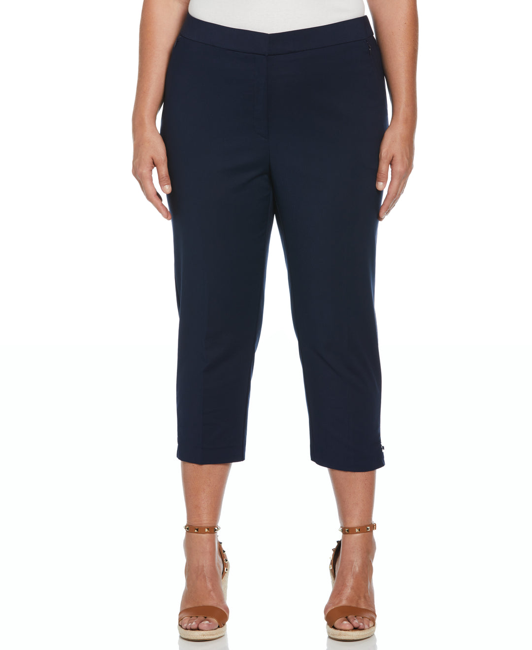 Women's Satin Twill Capri With Grommets – Rafaella Women's Satin Twill Capri With Grommets – Rafaella