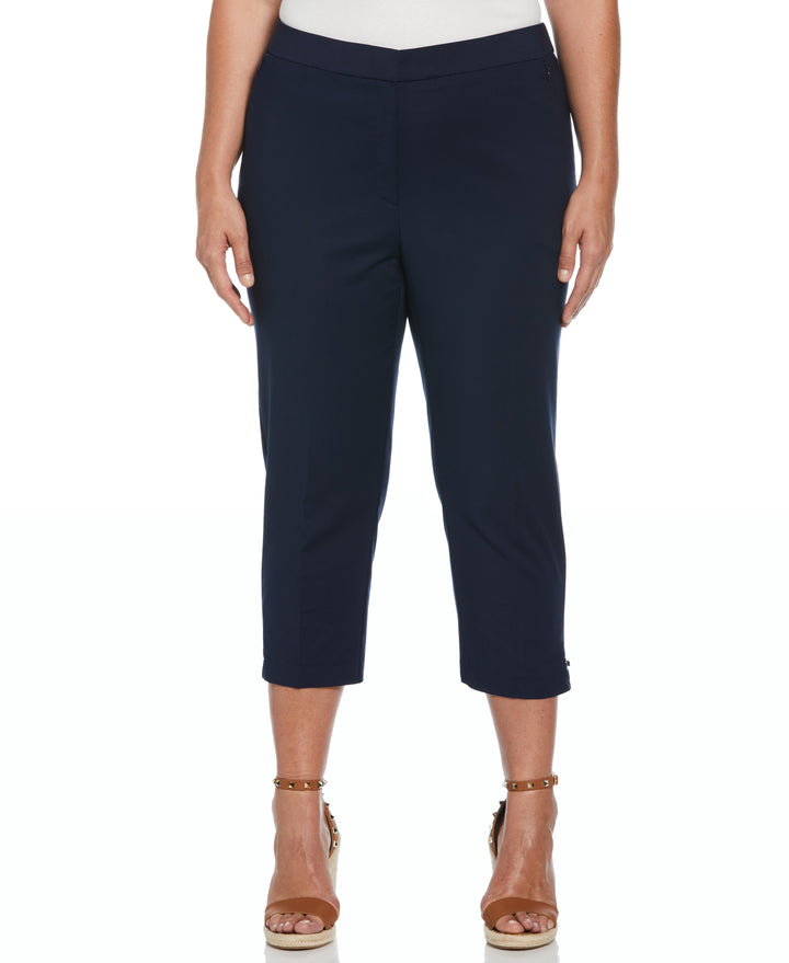 Satin Twill Capri With Grommets (Navy) 
