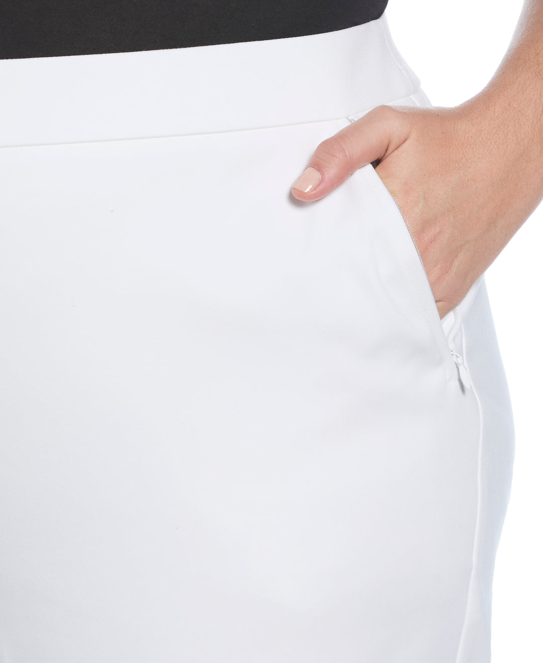 Satin Twill Capri With Grommets (White) 