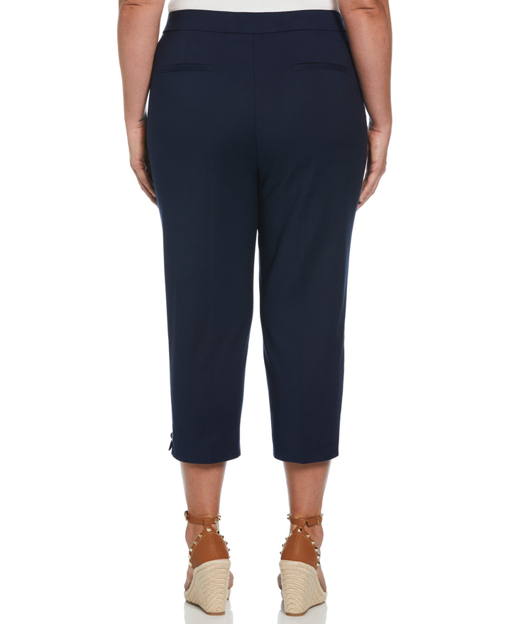 Satin Twill Capri With Grommets (Navy) 