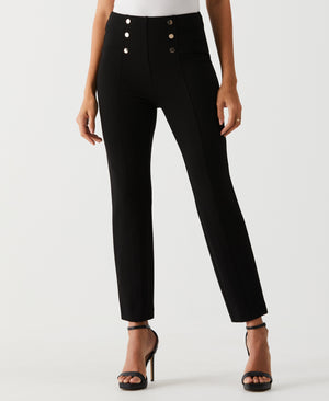 Seamed Slim Leg Ankle Pull On Pant (Black) 