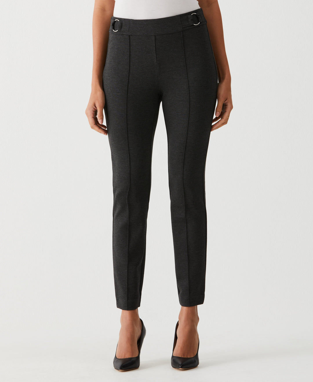 Slim Leg Ankle Pant with Hardware (Charcoal Tweed Heather) 