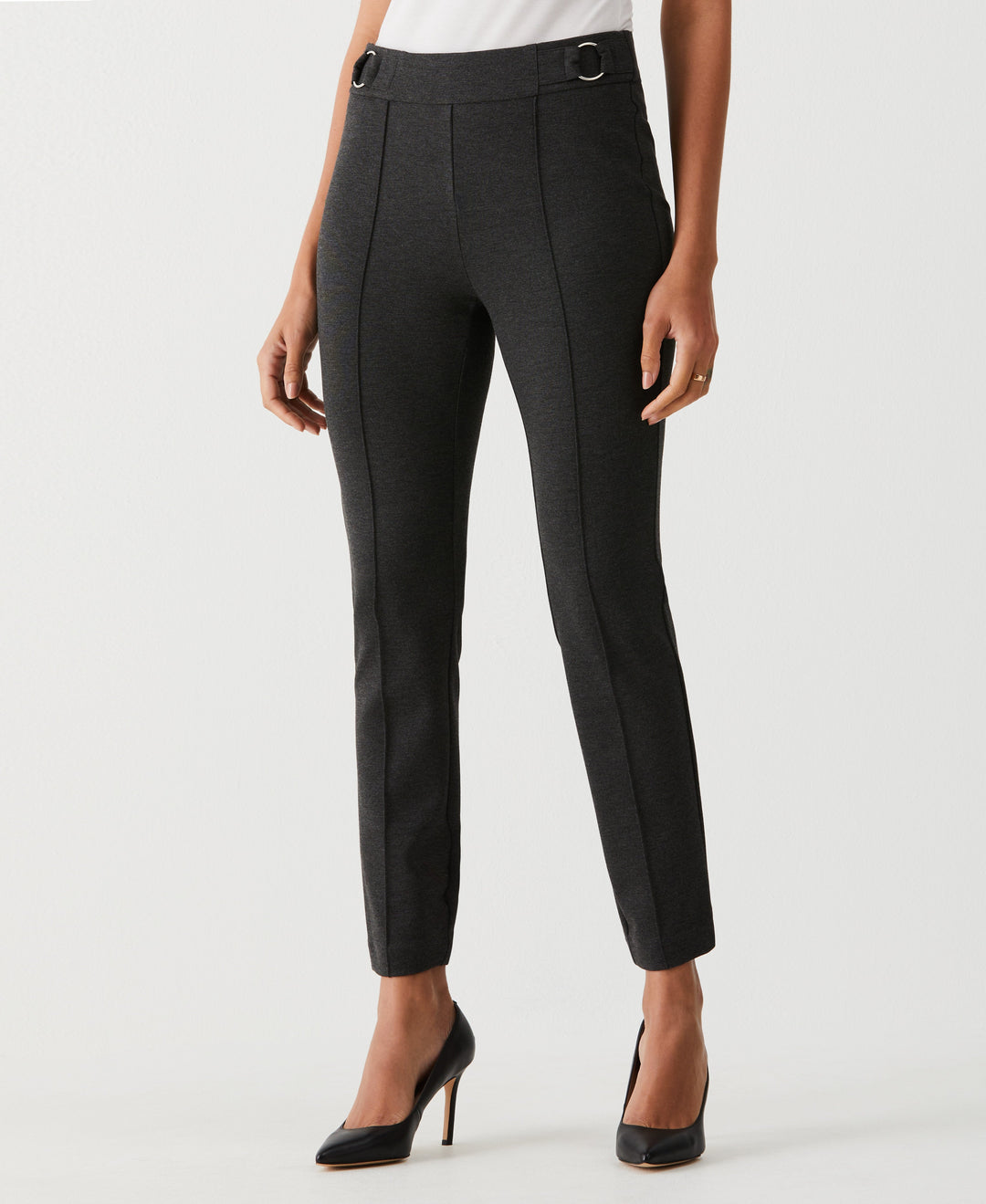 Slim Leg Ankle Pant with Hardware (Charcoal Tweed Heather) 