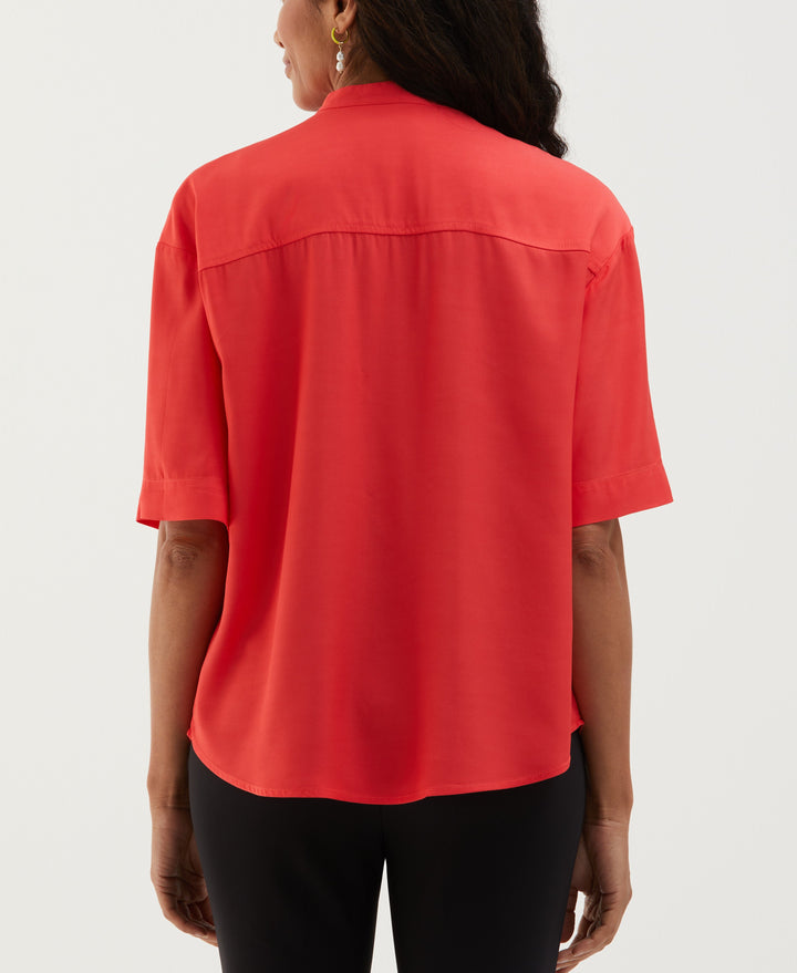 Smocked Banded Collar Top (Hibiscus) 