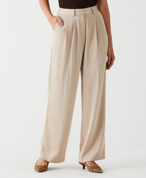 Wide Leg Pleated Pant with Shine (Dark Peyote) 