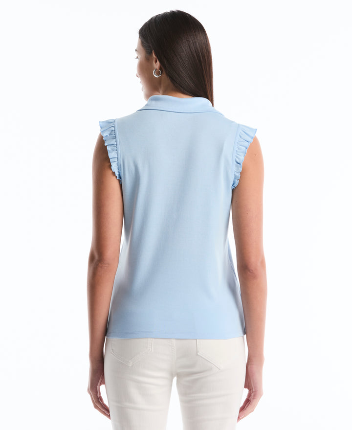 Petite Ruffle Polo (Cerulean) 