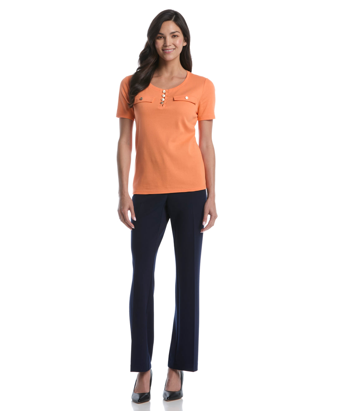Petite Welt Pocket Button Detail Top (Nectarine) 