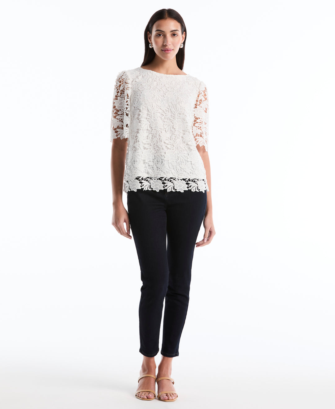 Petite Scalloped Lace Top (Star White) 
