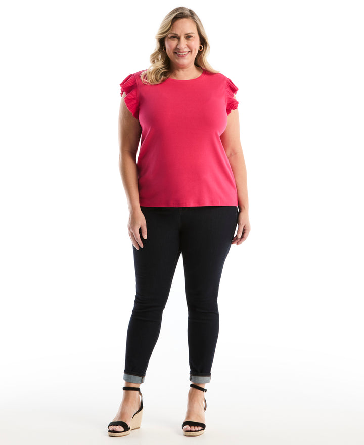 Plus Size Ruffle Top (Raspberry) 