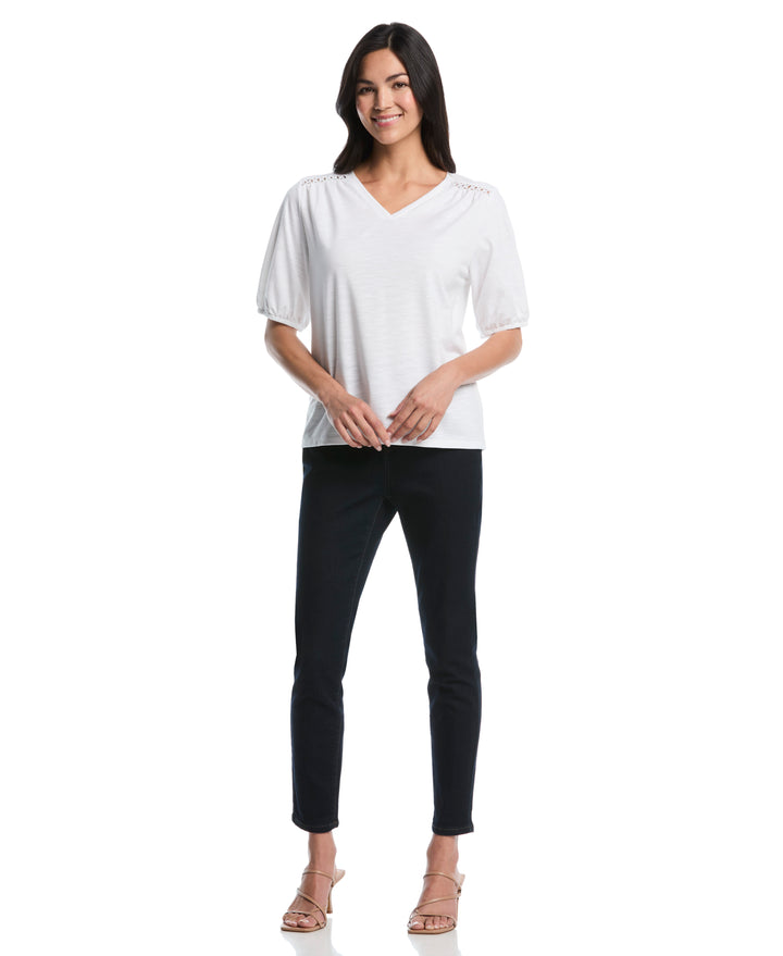 Petite Shirred Top (White) 