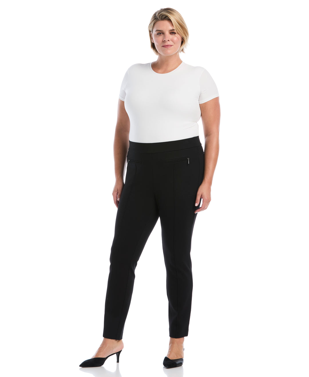 Plus Size Ponte Slim Leg Pant (Black) 