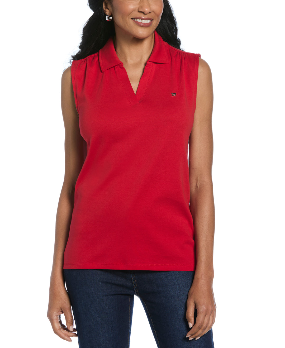 Ribbed V-Neck Polo (Salsa) 