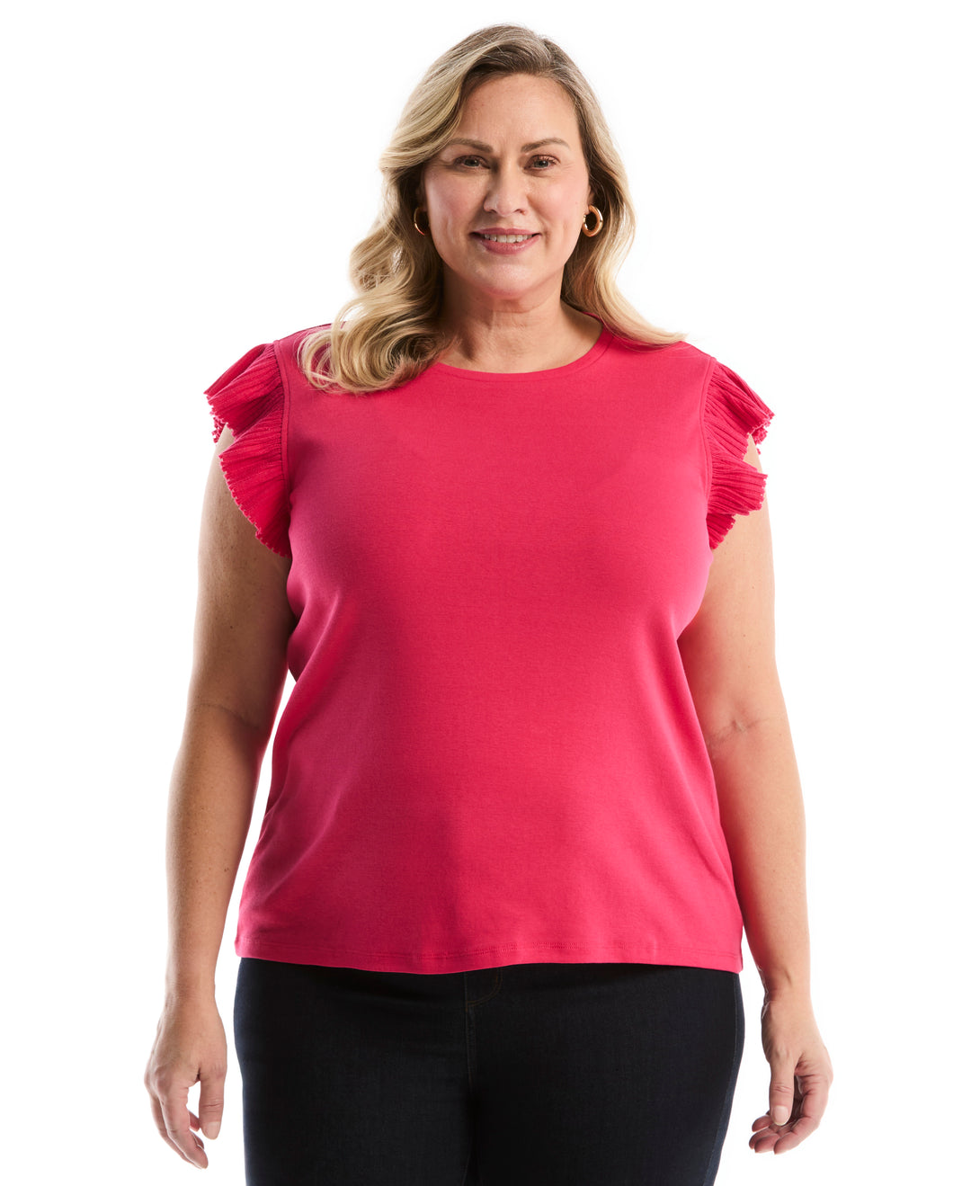 Plus Size Ruffle Top (Raspberry) 