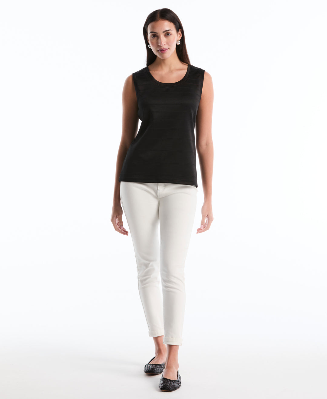 Petite Ottoman Knit Top (Black) 