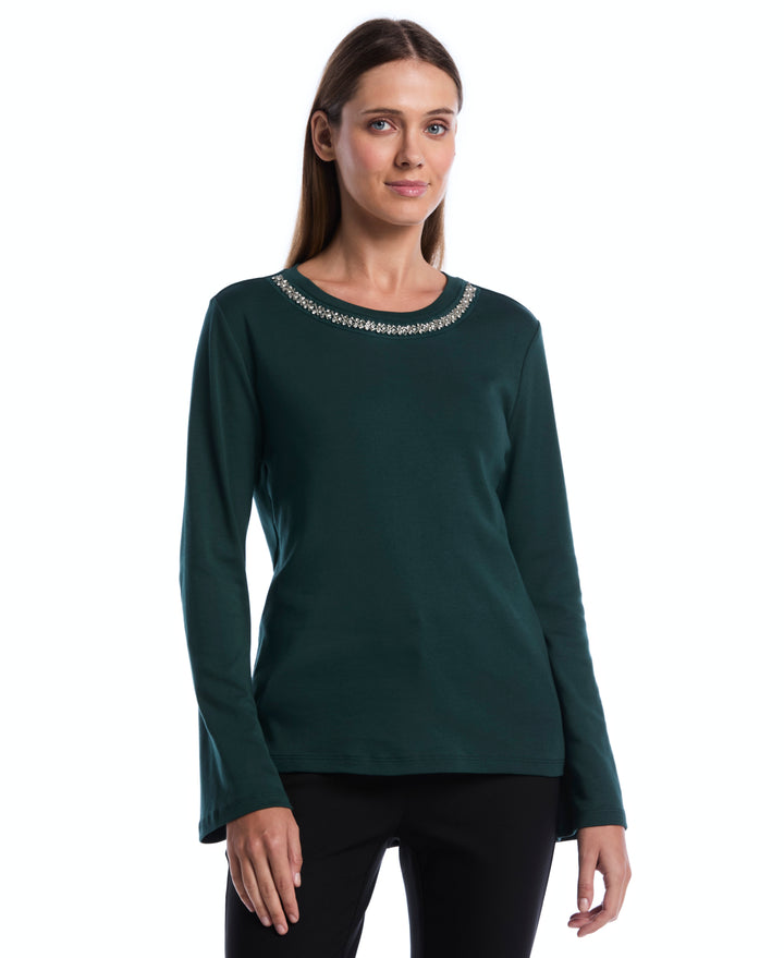 Embellished Neckline Top (Ponderosa Pine) 