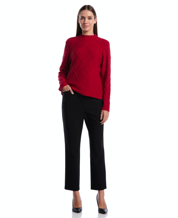 Diamond Stitch Mock Neck Sweater (Jester Red) 