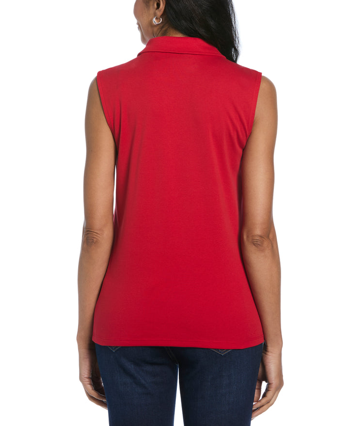 Ribbed V-Neck Polo (Salsa) 