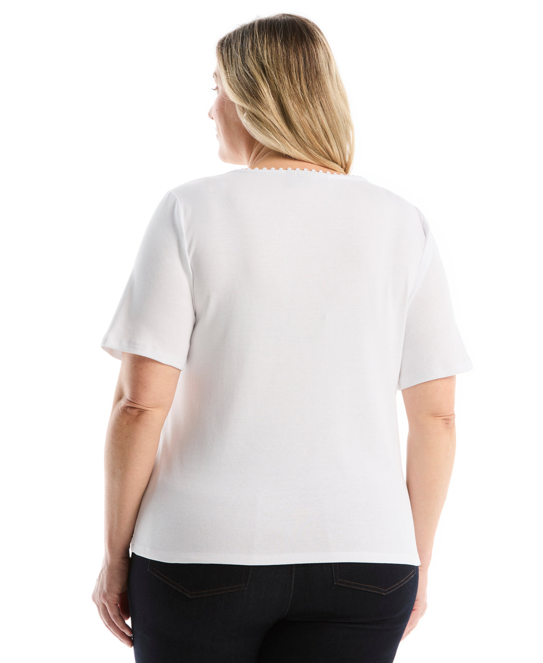 Plus Size Pom Trim Detail Top (White) 