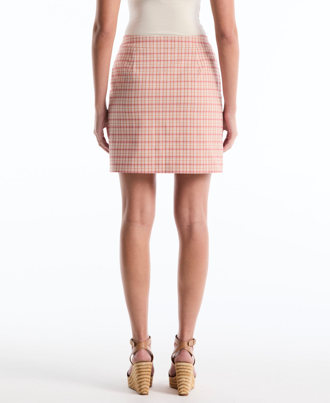 Check Plaid Flap Pocket Skort (Almond Blossom) 