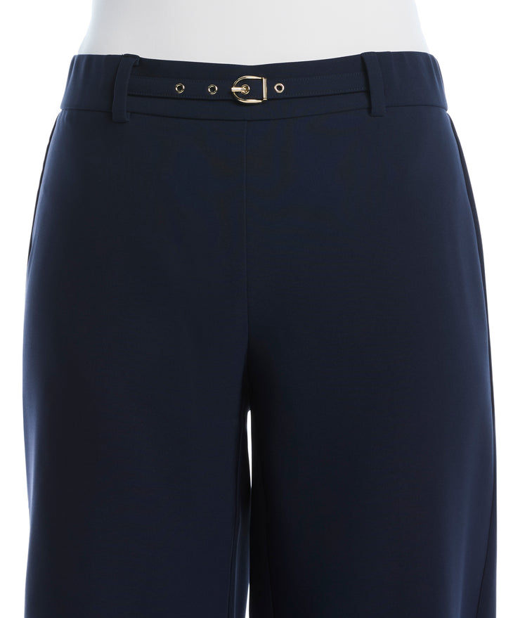 Wide Leg Novelty Belt Pant (Black Iris) 
